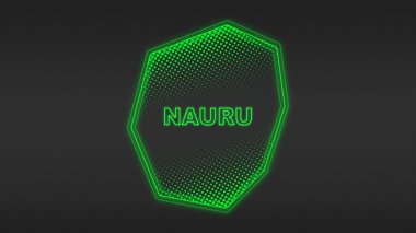 Neon Nauru Map Outline Futuristic Digital Glow Halftone Illustration