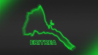 Neon Eritrea Map Outline Futuristic Digital Glow Halftone Illustration