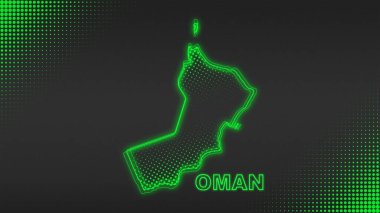 Neon Umman Haritası Fütürist Dijital Işıltı YarıTonlama İllüstrasyonu