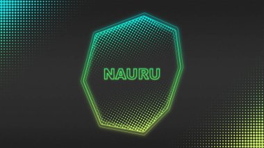 Neon Nauru Map Outline Futuristic Digital Glow Halftone Illustration