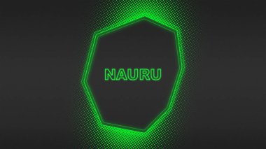 Neon Nauru Map Outline Futuristic Digital Glow Halftone Illustration