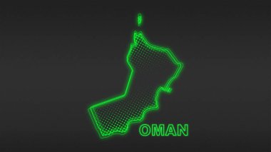 Neon Umman Haritası Fütürist Dijital Işıltı YarıTonlama İllüstrasyonu