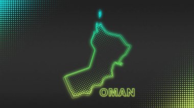 Neon Umman Haritası Fütürist Dijital Işıltı YarıTonlama İllüstrasyonu