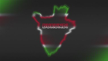 Neon Burundi Map Outline Futuristic Digital Glow Halftone Illustration
