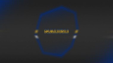 Neon Nauru Map Outline Futuristic Digital Glow Halftone Illustration