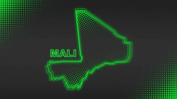 Neon Mali Harita Taslak Fütüristik Dijital Parıltı YarıTonlama İllüstrasyonu