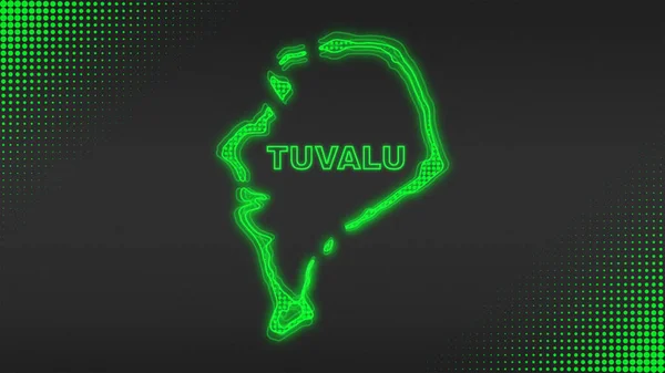 Neon Tuvalu Map Outline Futuristic Digital Glow Halftone Illustration