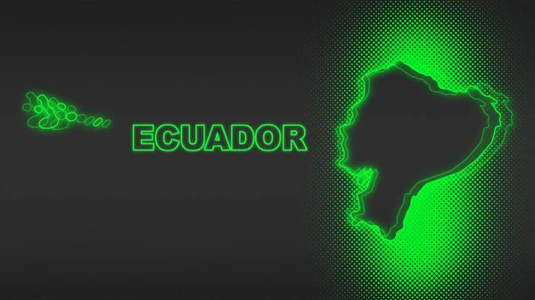 Neon Ekvador Haritası Fütüristik Dijital Parıltı YarıTonlama İllüstrasyonu