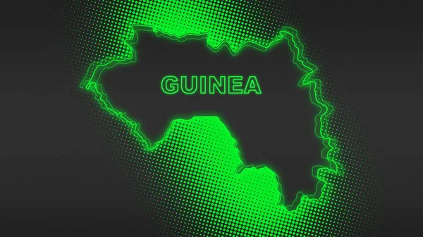 Neon Guinea Map Outline Futuristic Digital Glow Halftone Illustration