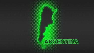 Neon Argentina Map Outline Futuristic Digital Glow Halftone Illustration