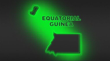 Neon Equatorial Guinea Map Outline Futuristic Digital Glow Halftone Illustration