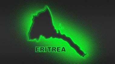 Neon Eritrea Map Outline Futuristic Digital Glow Halftone Illustration