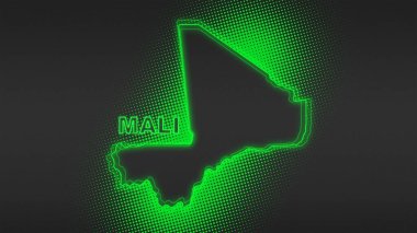 Neon Mali Harita Taslak Fütüristik Dijital Parıltı YarıTonlama İllüstrasyonu