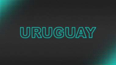 Cyan Neon Uruguay Metni Fütürist Dijital YarıTonlama Tipografisi