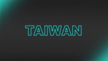 Cyan Neon Tayvan Metni Futuristik Dijital YarıTonlama Tipografisi