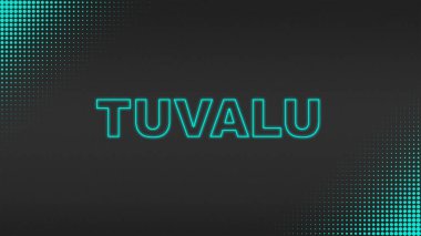 Cyan Neon Tuvalu Metni Fütürist Dijital YarıTonlama Tipografisi