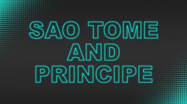 Cyan Neon Sao Tome ve Principe Metin Fütürist Dijital YarıTonlama Tipografisi