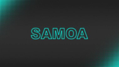 Cyan Neon Samoa Metni Futuristik Dijital YarıTonlama Tipografisi