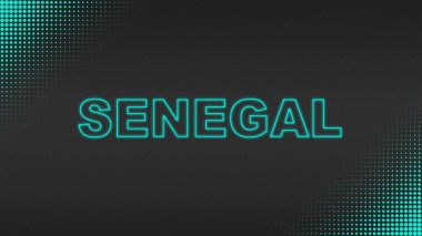 Cyan Neon Senegal Metni Futuristik Dijital YarıTonlama Tipografisi