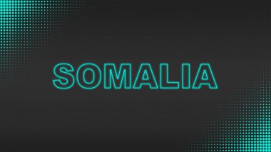 Cyan Neon Somali Metni Fütürist Dijital YarıTonlama Tipografisi