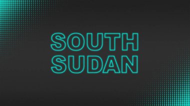 Cyan Neon Güney Sudan Metni Futuristik Dijital YarıTonlama Tipografisi