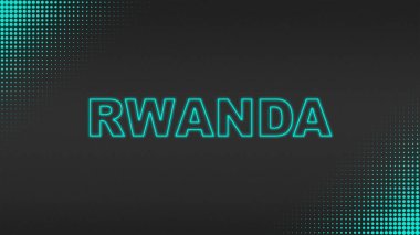 Cyan Neon Ruanda Metni Fütürist Dijital YarıTonlama Tipografisi