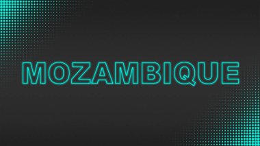 Cyan Neon Mozambik Metin Fütürist Dijital YarıTonlama Tipografisi