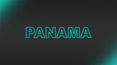 Cyan Neon Panama Metni Fütürist Dijital YarıTonlama Tipografisi