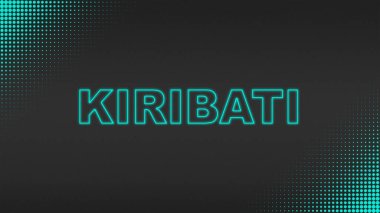 Cyan Neon Kiribati Metni Fütürist Dijital YarıTonlama Tipografisi