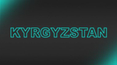 Cyan Neon Kırgızistan Metni Fütürist Dijital YarıTonlama Tipografisi