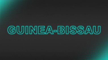 Cyan Neon Gine-Bissau Metni Fütürist Dijital YarıTonlama Tipografisi
