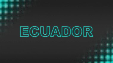 Cyan Neon Ekvador Metni Futuristik Dijital YarıTonlama Tipografisi