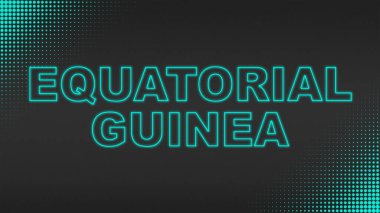 Cyan Neon Ekvator Gine Metni Fütürist Dijital YarıTonlama Tipografisi