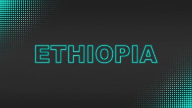 Cyan Neon Etiyopya Metni Fütürist Dijital YarıTonlama Tipografisi