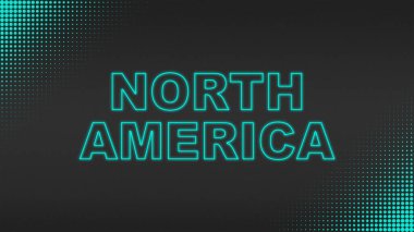 Cyan Neon Kuzey Amerika Metni Fütürist Dijital YarıTonlama Tipografisi