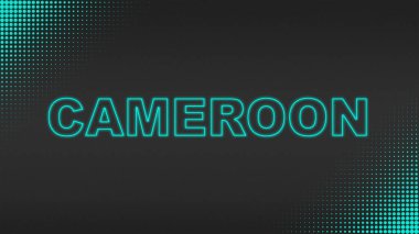 Cyan Neon Kamerun Metni Fütürist Dijital YarıTonlama Tipografisi