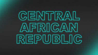 Cyan Neon Orta Afrika Cumhuriyeti Metni Futuristik Dijital YarıTonlama Tipografisi