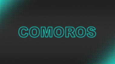 Cyan Neon Komoros Metni Gelecekçi Dijital YarıTonlama Tipografisi