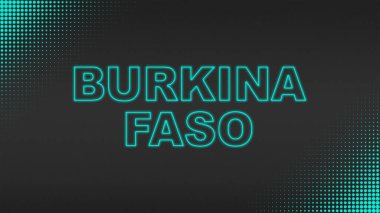 Cyan Neon Burkina Faso Metin Fütürist Dijital YarıTonlama Tipografisi