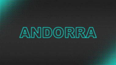 Cyan Neon Andorra Metni Futuristik Dijital YarıTonlama Tipografisi