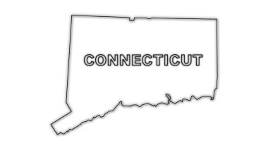 Connecticut Haritası Fütürist Dijital Işıltı Yarım Tonlama İllüstrasyonu