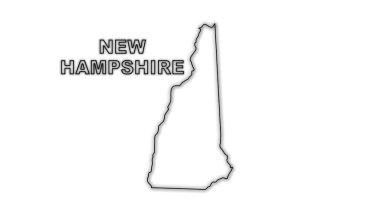 New Hampshire Haritası Fütürist Dijital Işıltı YarıTonlama İllüstrasyonu