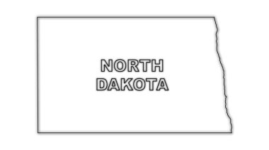 Kuzey Dakota Haritası Fütürist Dijital Işıltı YarıTonlama İllüstrasyonu