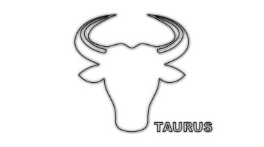 Black and White Taurus Zodiac Sign Outline Minimalist Monochrome Illustration