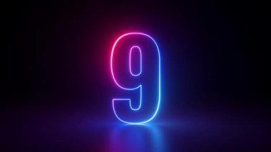 İlk 10 'a geri sayım, 10' dan 1 'e kadar neon ışıkları, siyah arkaplanda lazer ışını beliriyor ve ileri doğru uçuyor.,