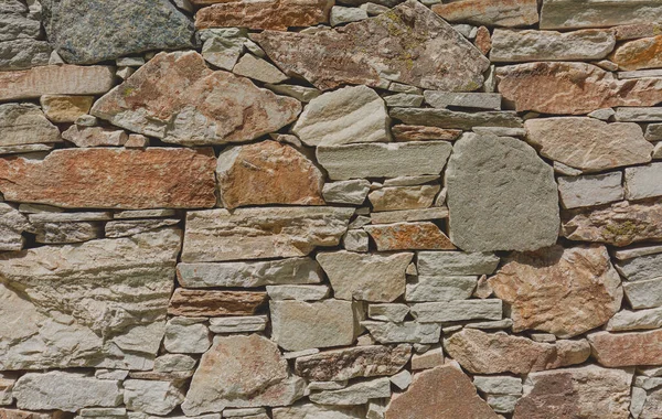 Fragment Einer Steinmauer Die Ohne Zement Errichtet Wurde Hintergrund Für — Stockfoto