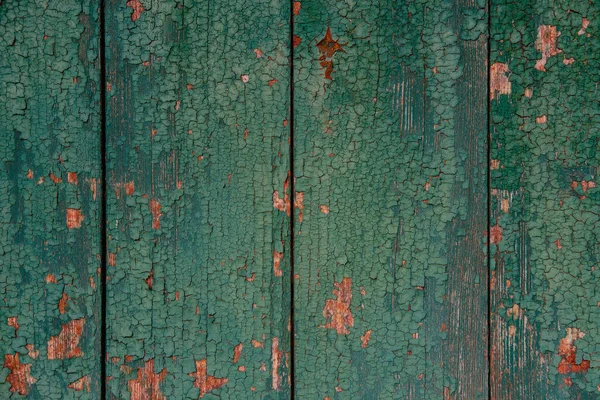 Old Cracked Green Paint Wood Planks Background Desing — Stock Photo, Image