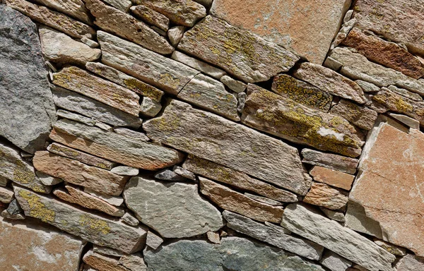 Fragmento Uma Parede Pedra Construída Sem Uso Cimento Fundo Para — Fotografia de Stock