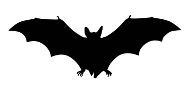 Cadılar bayramı için beyaz arkaplan üzerinde ürkütücü uçan yarasa silueti