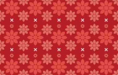 Koyu kırmızı arka planda kırmızı geometrik şekiller içeren zarif, pürüzsüz bir desen. Kumaş tasarımı, ambalaj kağıdı, duvar kağıtları ve dijital arkaplan için mükemmel..